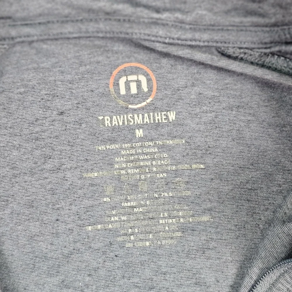 Travis Mathew Pullover Mens Medium Blue 1/4 Zip Lightweight Golf Performance Top